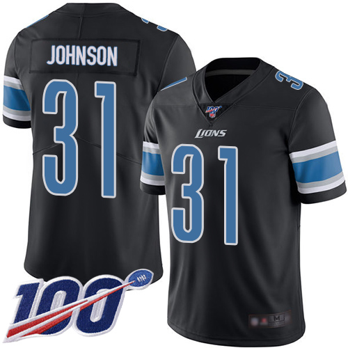 Detroit Lions Limited Black Men Ty Johnson Jersey NFL Football #31 100th Season Rush Vapor Untouchable->detroit lions->NFL Jersey